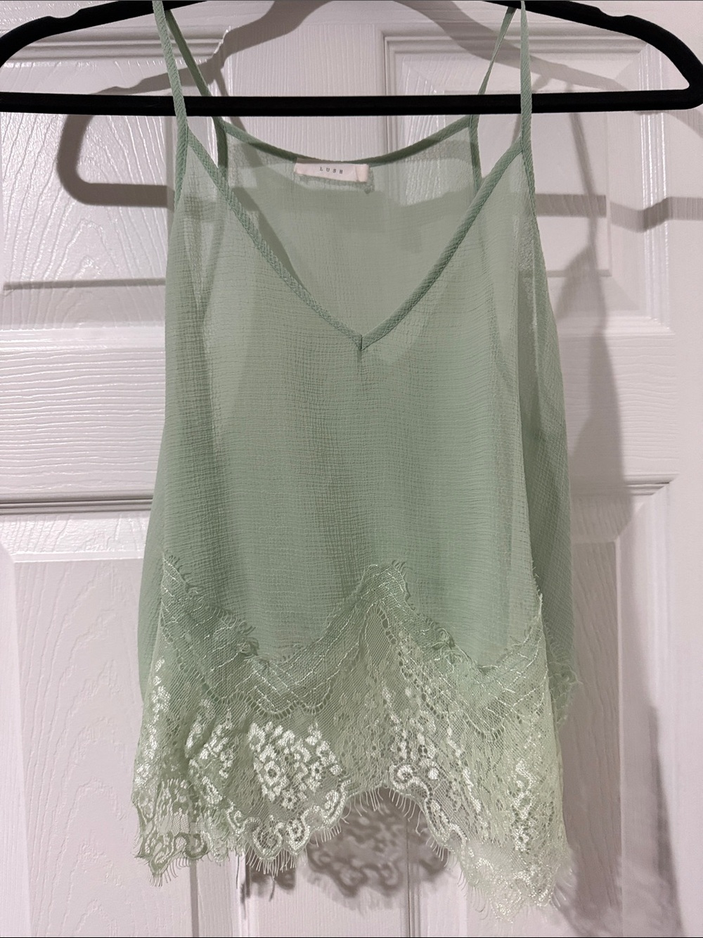 LUSH Sheer light green cami